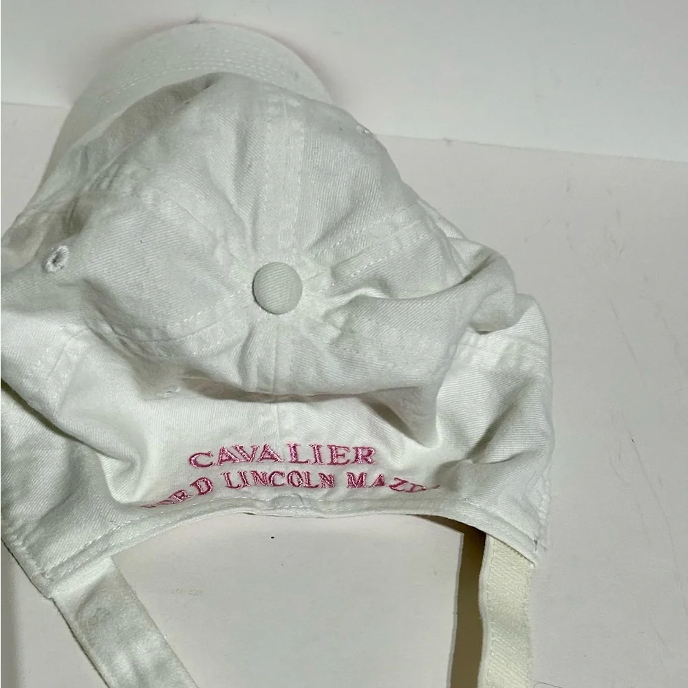 Pink Ribbon Breast Cancer Awareness Hat Baseball Cap White Pink Adjust Like New